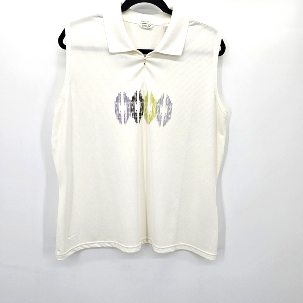 Izod Golf Sleeveless White Polo Quick Dry Breathable Womens Size Xl